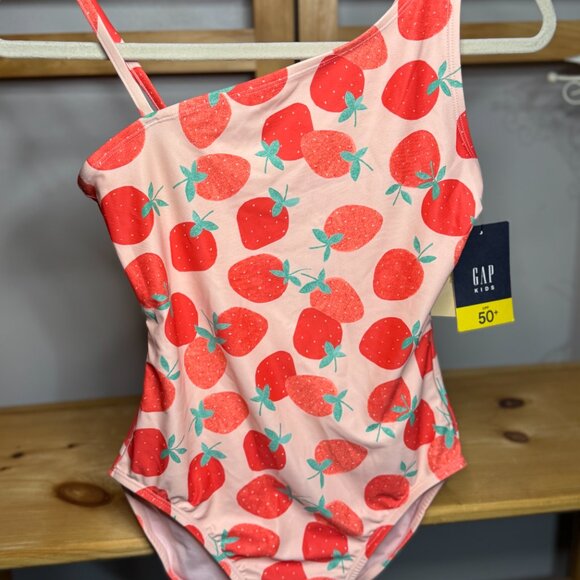 Gap Kids Strawberry One-Shoulder Swimsuit – Size XXL (14-16) - Picture 3 of 5